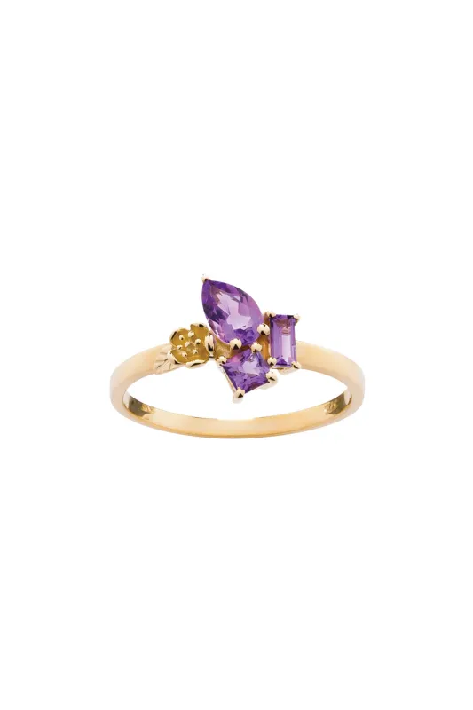 Rock Garden Mini Ring Gold & Amethyst sold by Karen Walker