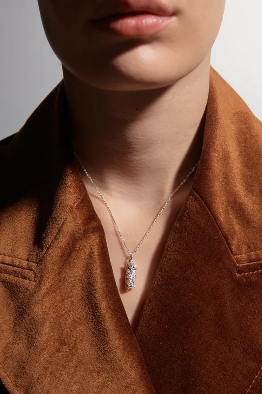 Owl Necklace Silver with Garnet sold by Karen Walker