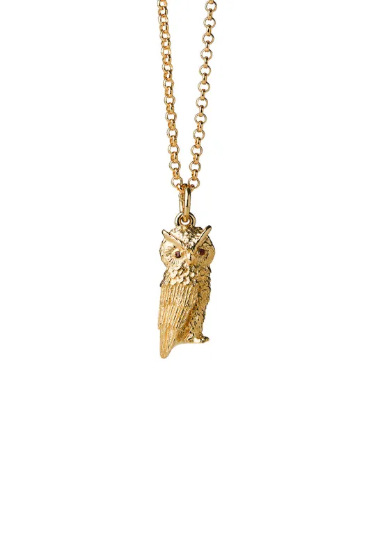 Owl Necklace Gold with Garnet sold by Karen Walker