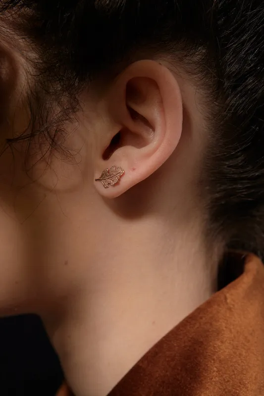 Leaf Studs Rose Gold sold by Karen Walker