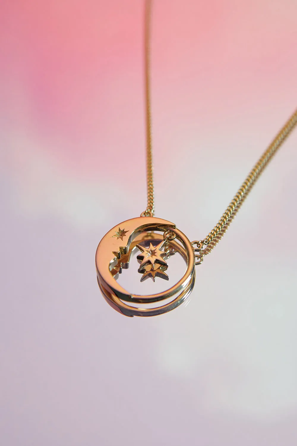 Eclipse Moon and Star Necklace Gold sold by Karen Walker