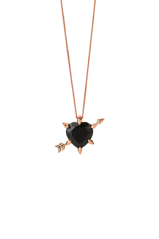 Cupid's Arrow and Heart Necklace Rose Gold Onyx sold by Karen Walker