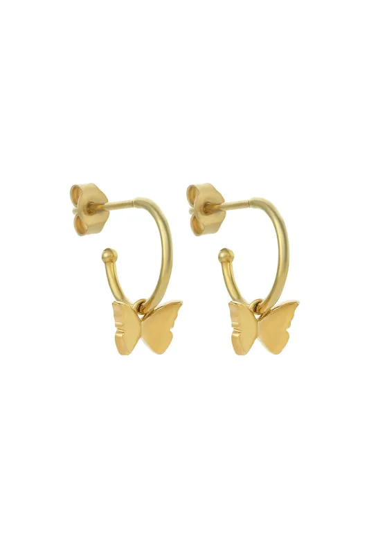 Butterfly Hoop Earrings Gold sold by Karen Walker