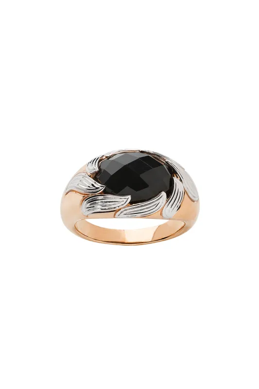 Flame Cocktail Ring Rose Gold & Onyx sold by Karen Walker
