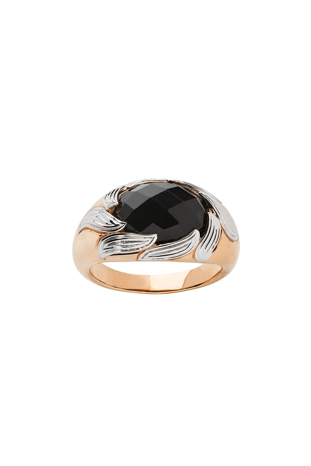 Flame Cocktail Ring Rose Gold & Onyx sold by Karen Walker