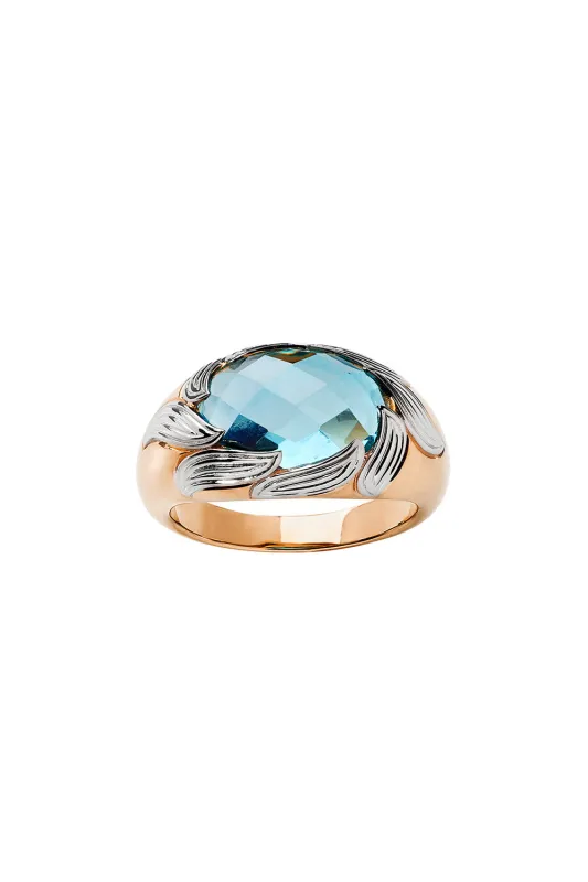 Flame Cocktail Ring Rose Gold & Blue Topaz sold by Karen Walker