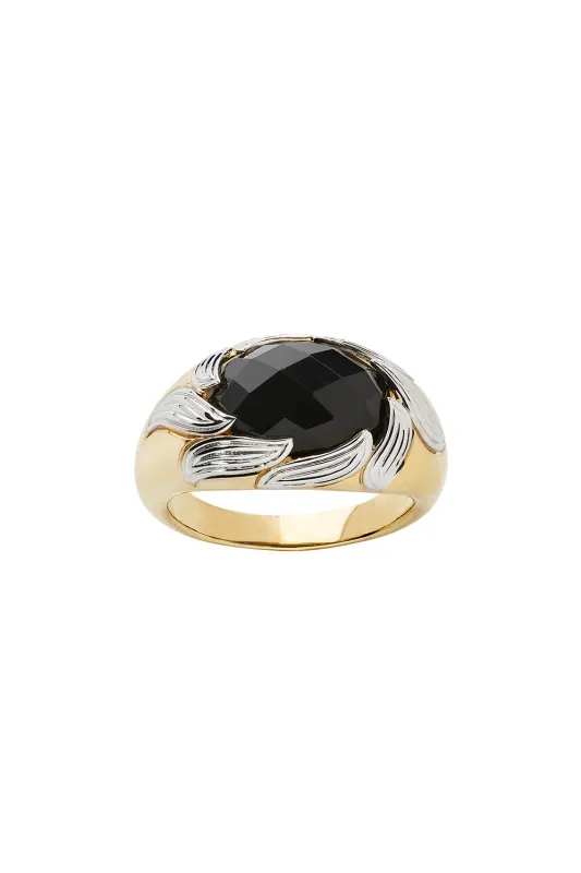 Flame Cocktail Ring Gold & Onyx sold by Karen Walker