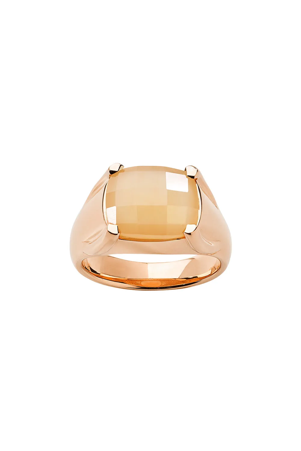 Chequerboard Ring 12x10mm Rose Gold & Peach Moonstone sold by Karen Walker