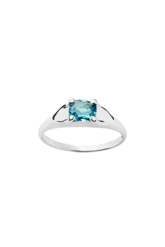 Mini Chequerboard Ring 6x5mm Silver & Blue Topaz sold by Karen Walker