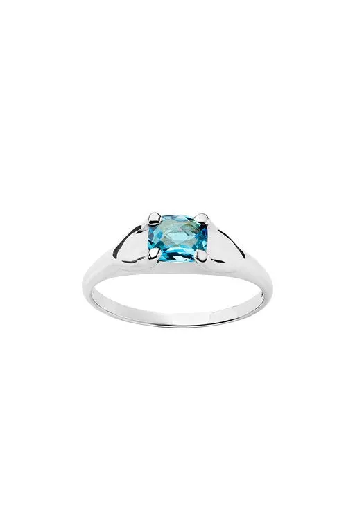 Mini Chequerboard Ring 6x5mm Silver & Blue Topaz sold by Karen Walker