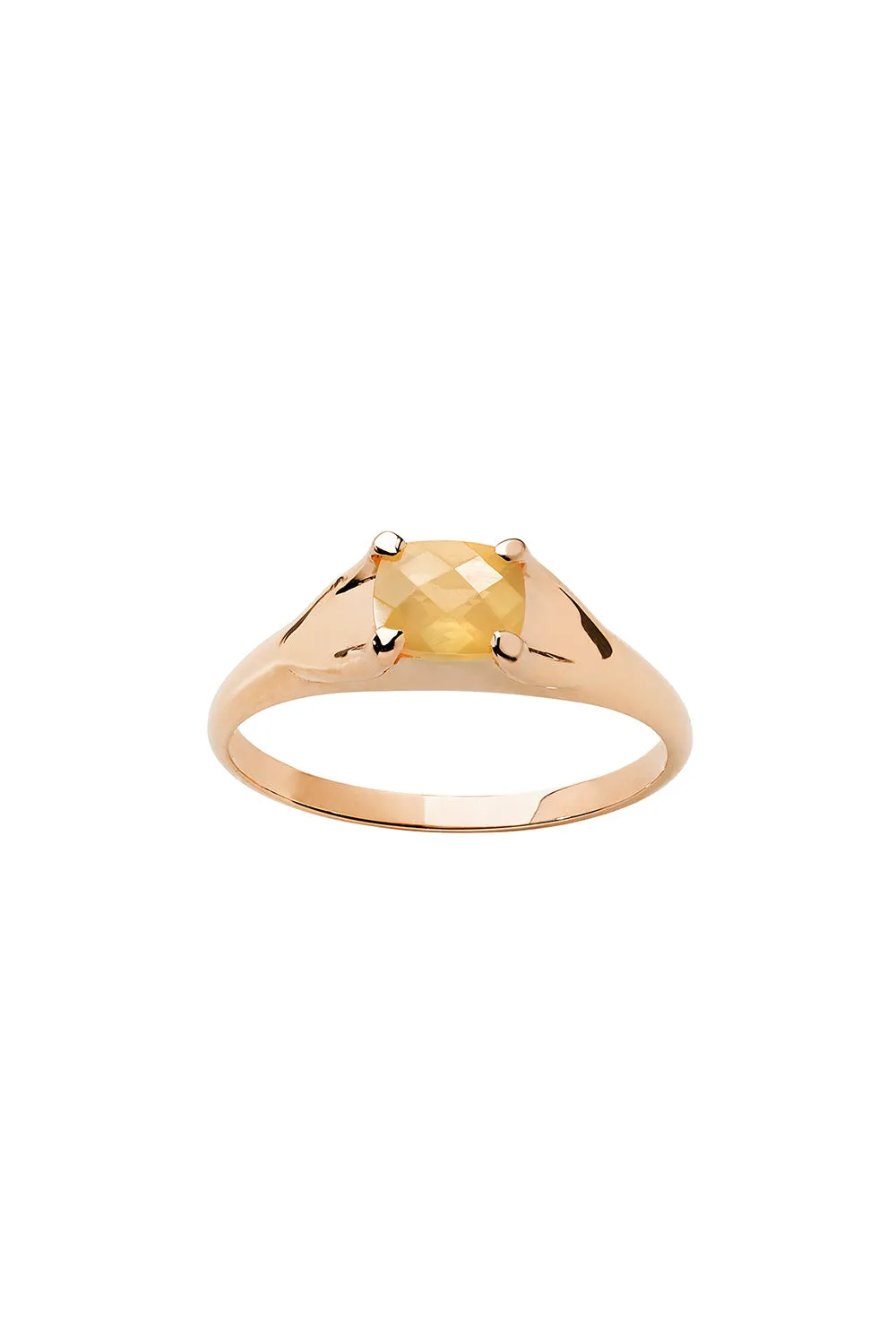 Mini Chequerboard Ring 6x5mm Rose Gold & Peach Moonstone sold by Karen Walker