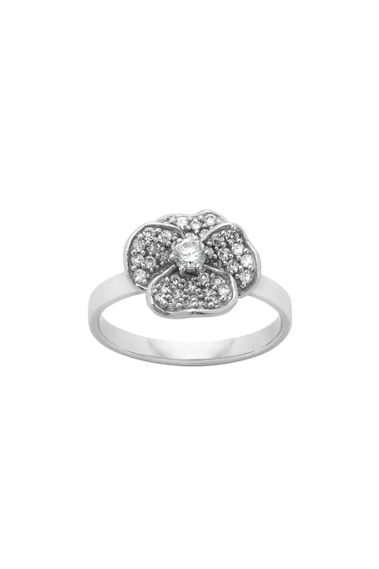 Single Pansy Diamond Ring, 9ct White Gold. .43ct Diamond sold by Karen Walker