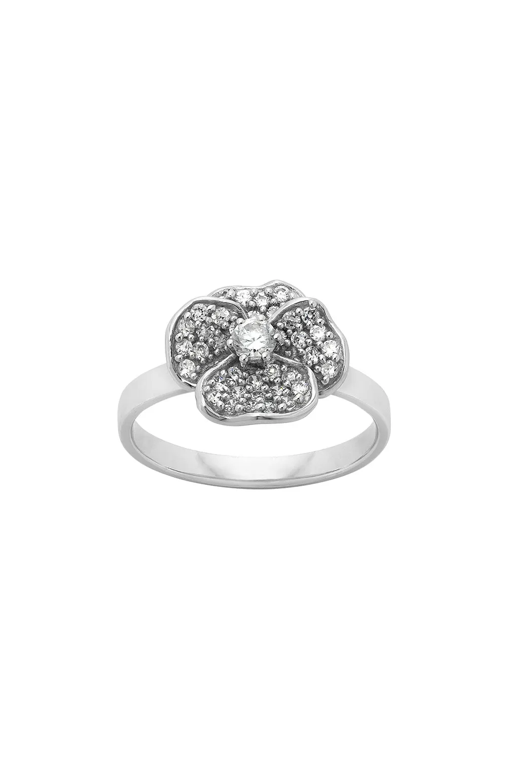 Single Pansy Diamond Ring, 9ct White Gold. .43ct Diamond sold by Karen Walker