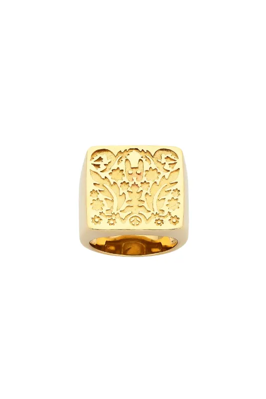 Square Filigree Ring Gold sold by Karen Walker