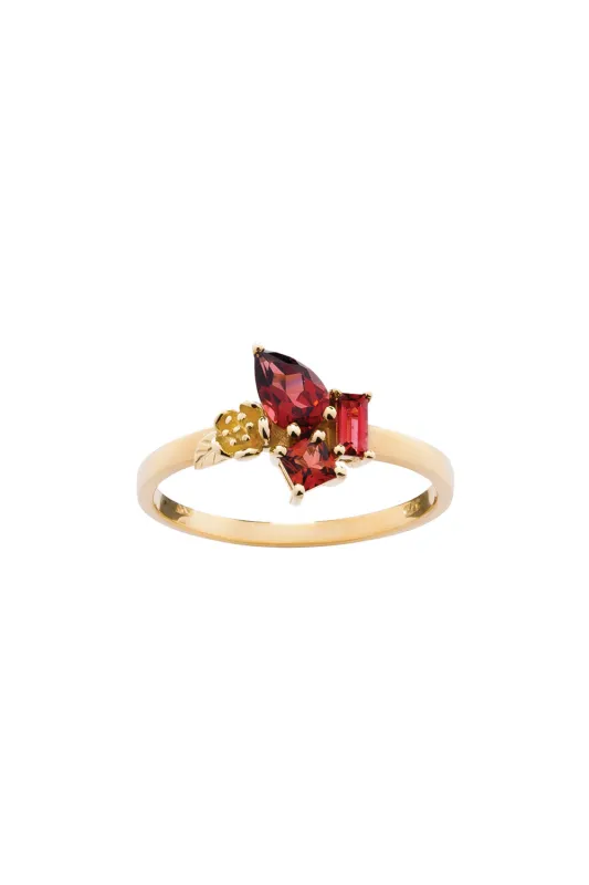 Rock Garden Mini Ring Gold & Garnet sold by Karen Walker