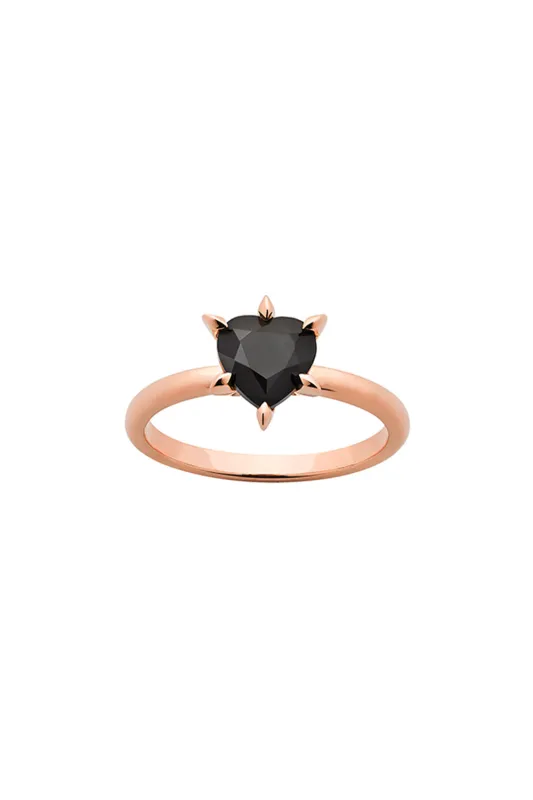 Cupid's Heart Ring Rose Gold Onyx sold by Karen Walker