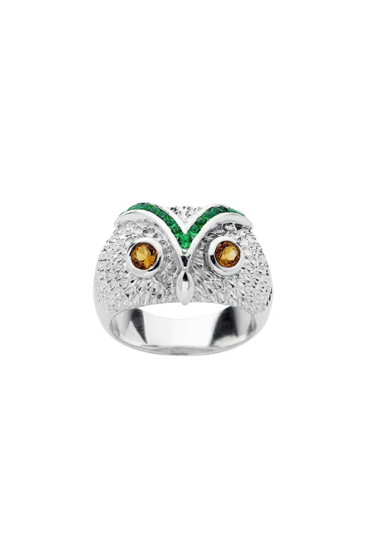 Owl Dome Ring Silver sold by Karen Walker