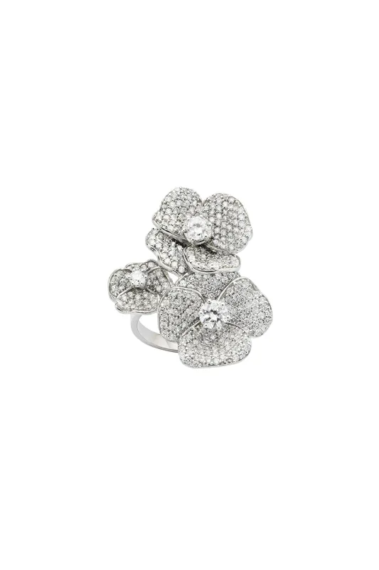 Diamond Triple Pansy Ring, 9ct White Gold, 3.68ct Diamond sold by Karen Walker