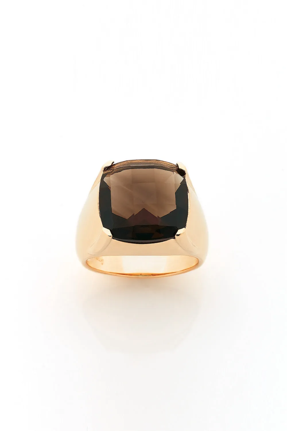 Chequerboard Ring 14mm Gold & Smokey Quartz sold by Karen Walker
