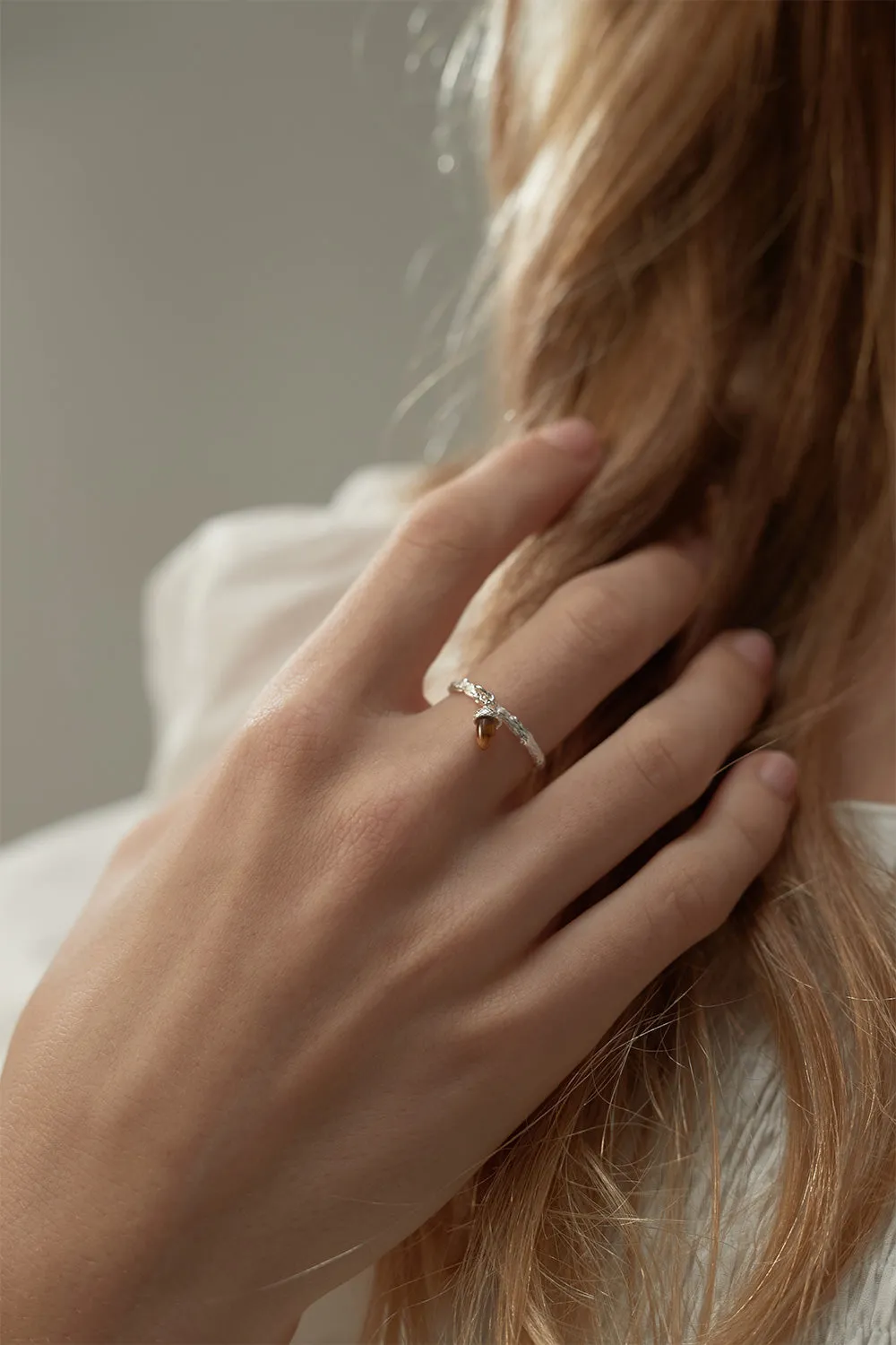 Micro Acorn and Leaf Charm Ring Gold sold by Karen Walker product image thumbnail 2