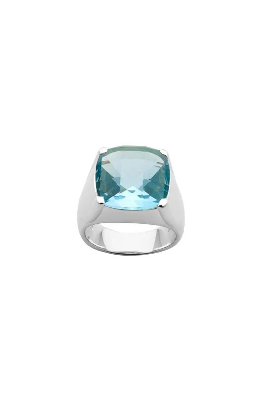Chequerboard Ring 14mm Silver & Blue Topaz sold by Karen Walker