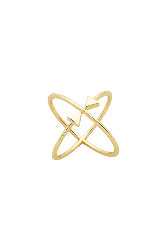 Atomic Arrows Ring Gold sold by Karen Walker