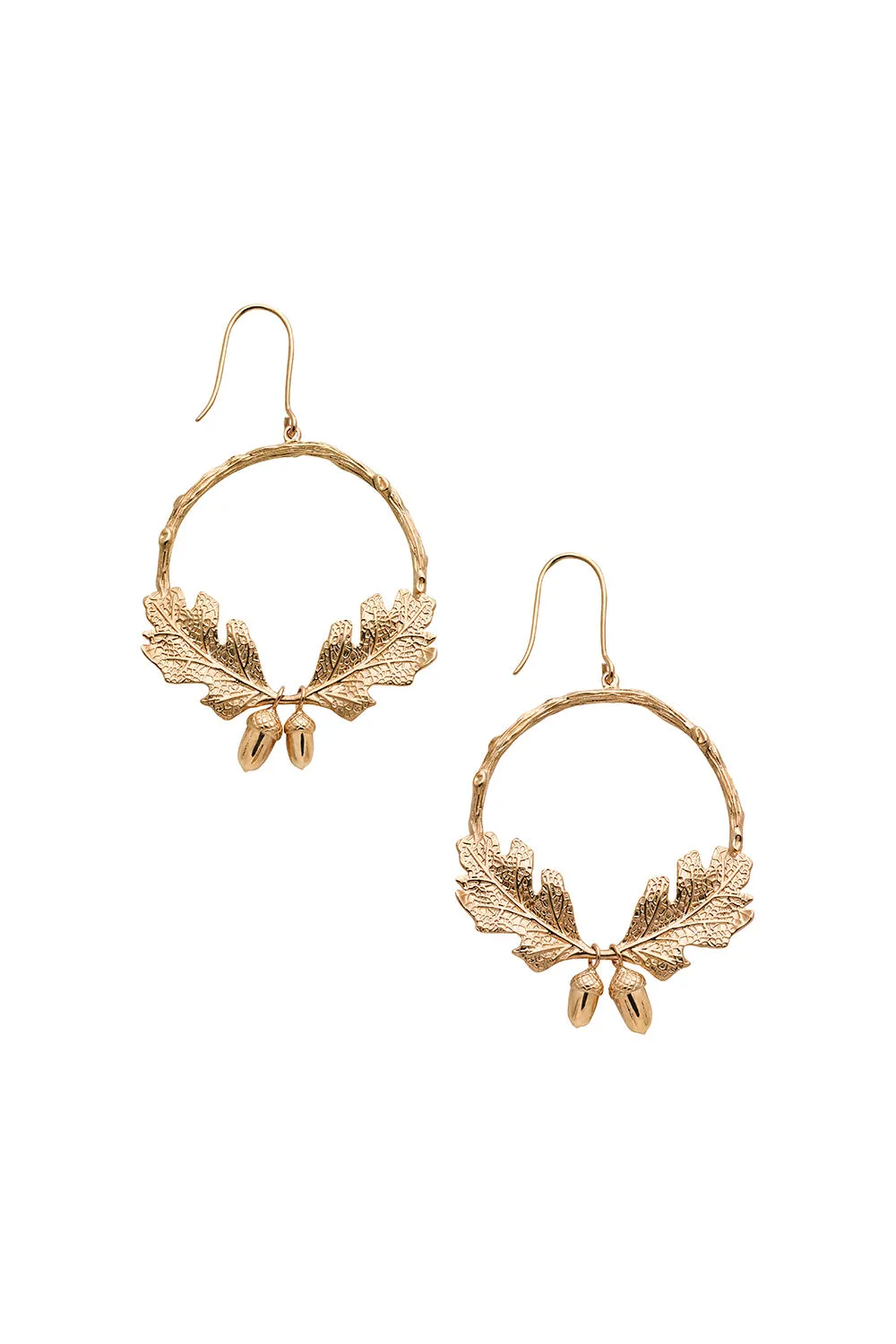 Acorn and Leaf Wreath Earrings Gold sold by Karen Walker
