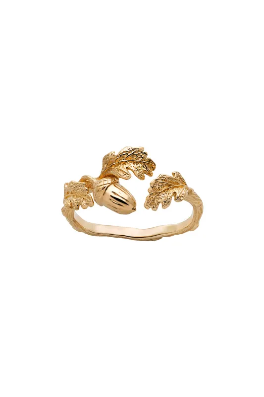 Acorn and Leaf Ring Gold sold by Karen Walker