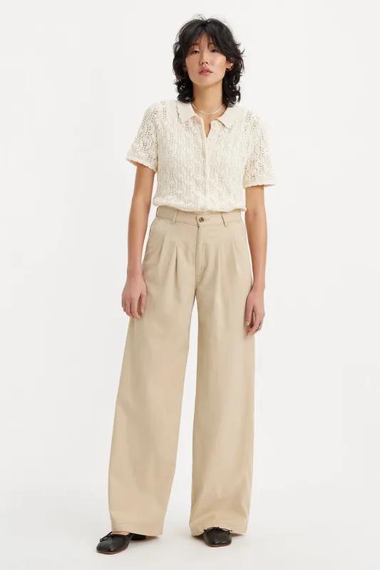Pleated Wide-Leg Trousers Safari sold by Karen Walker