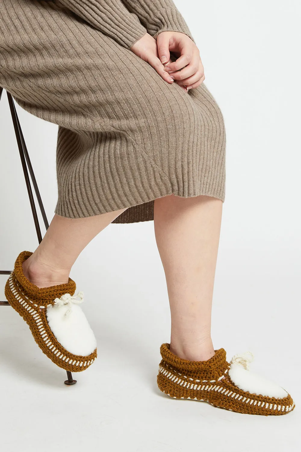 Crochet Slipper Mustard sold by Karen Walker