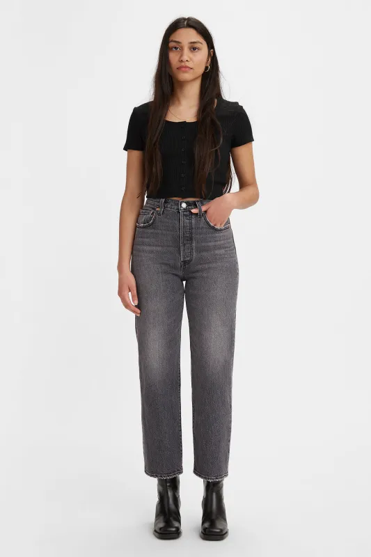 Ribcage Straight Full Length Jeans Black Worn In sold by Karen Walker