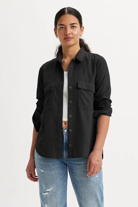 Doreen Utility Shirt Caviar sold by Karen Walker