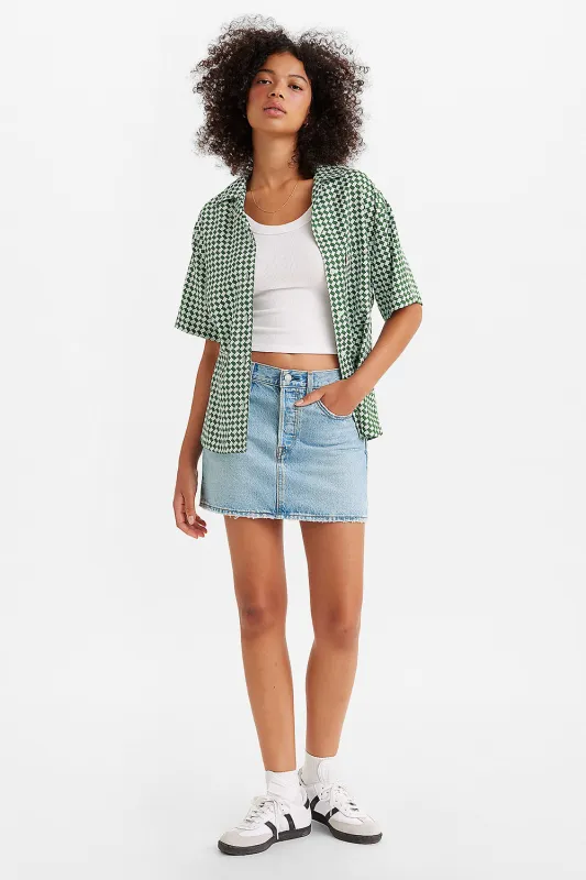 Icon Skirt Light Indigo Worn In Blue sold by Karen Walker