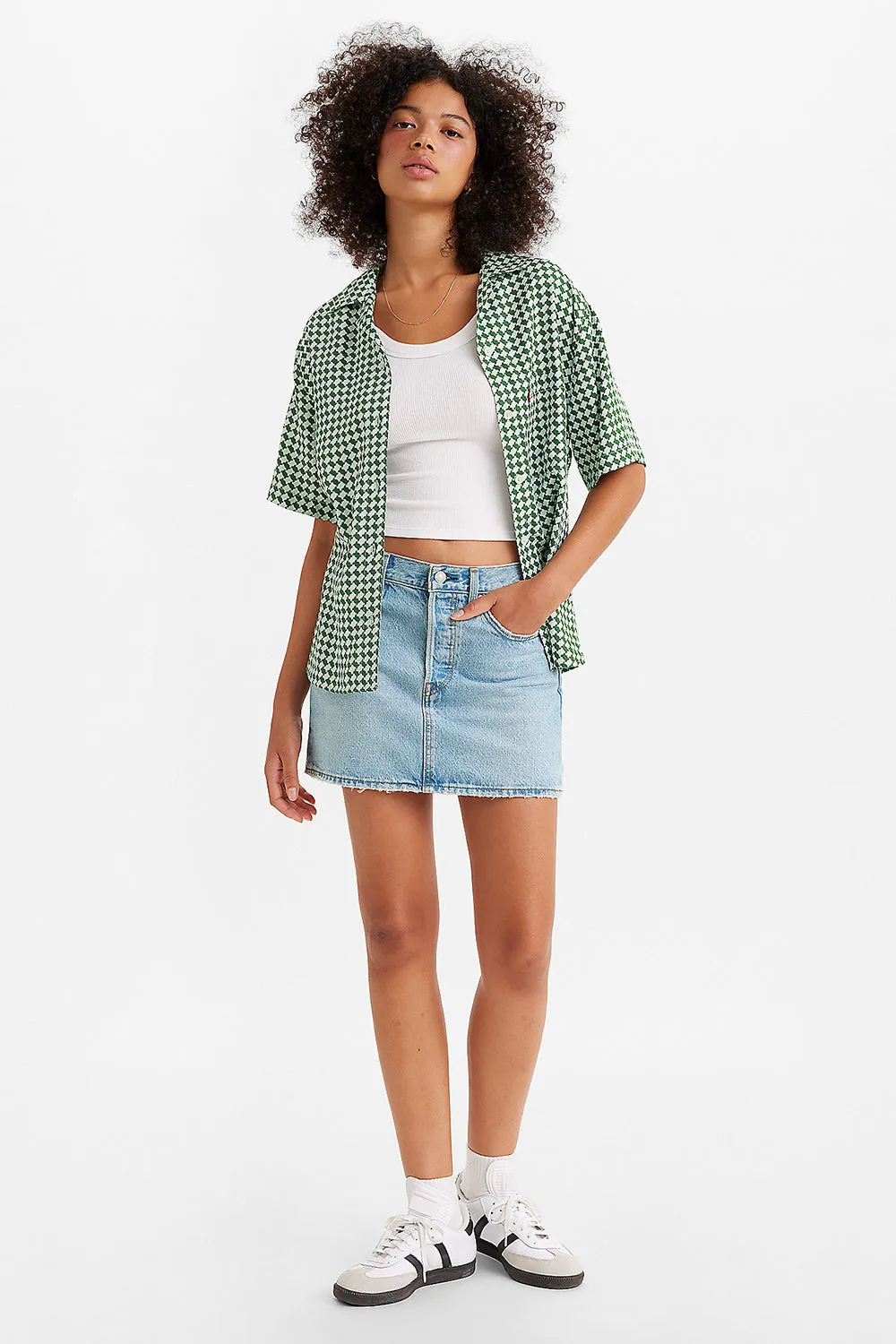 Icon Skirt Light Indigo Worn In Blue sold by Karen Walker