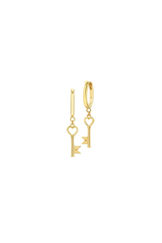 Monogram Key Earrings Gold sold by Karen Walker