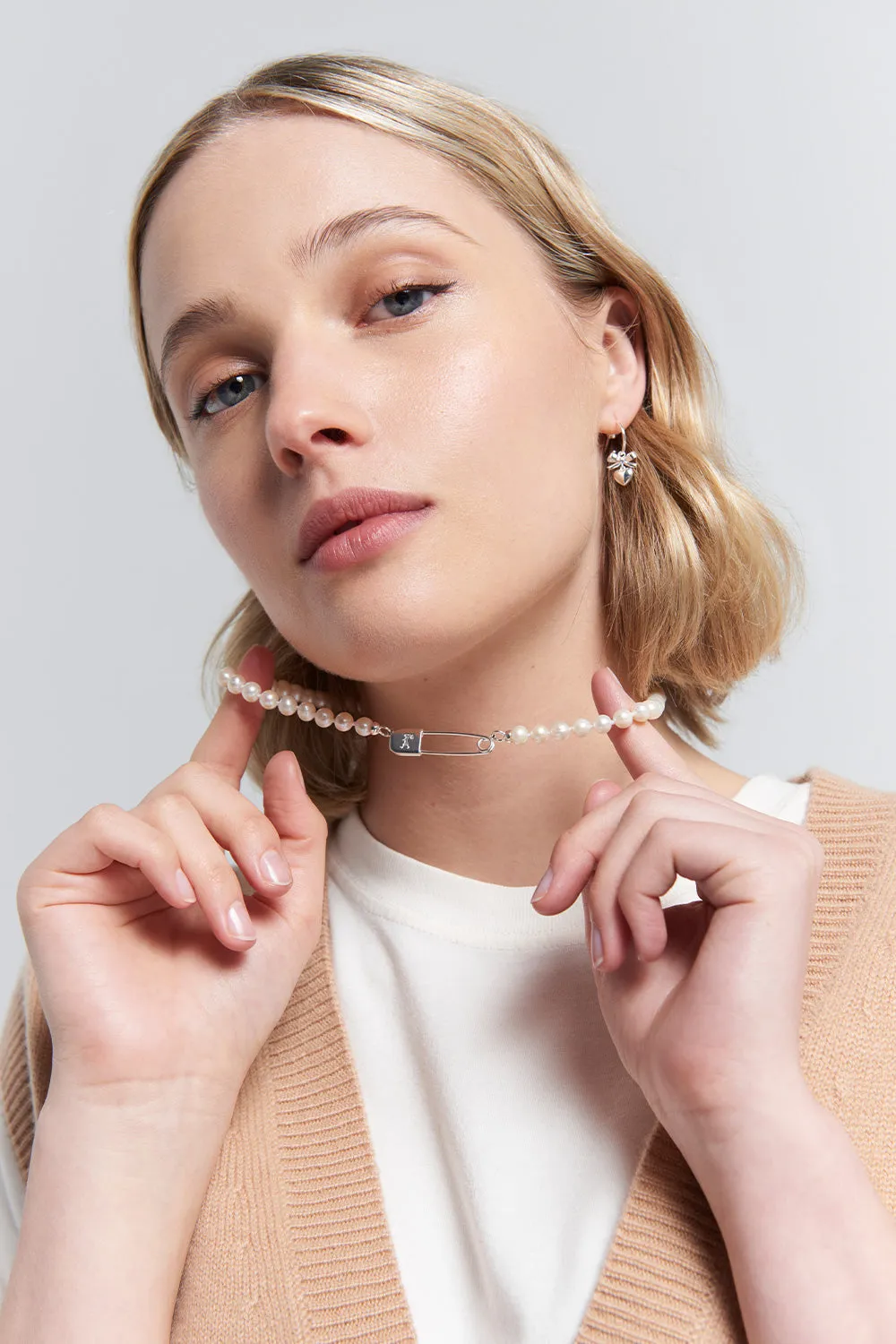 Runaway Safety Pin & Pearl Necklace Gold sold by Karen Walker product image thumbnail 2