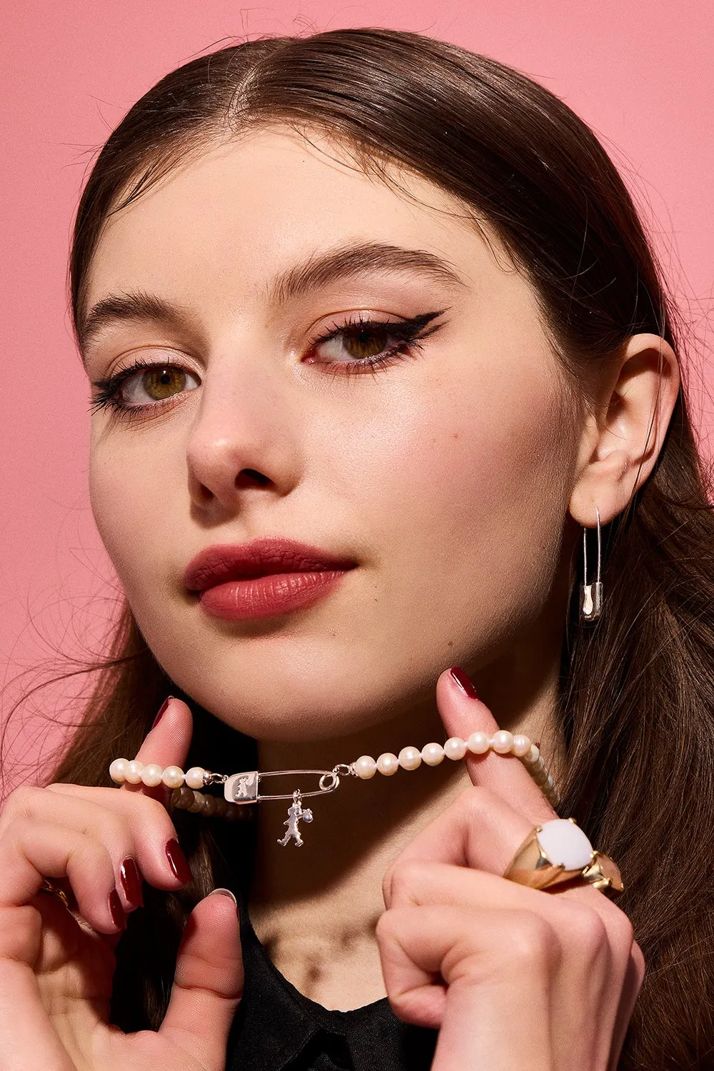 Runaway Safety Pin & Pearl Necklace Silver sold by Karen Walker product image thumbnail 2