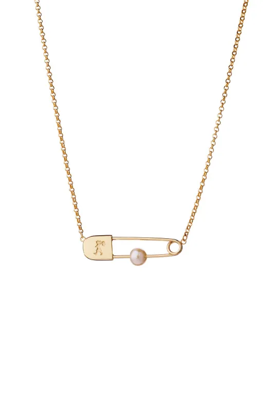 Runaway Safety Pin Necklace Gold-Plated sold by Karen Walker