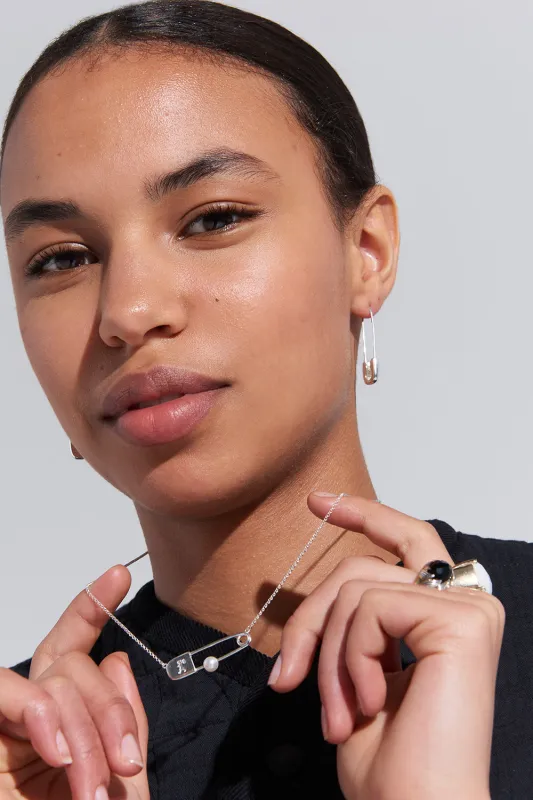 Runaway Safety Pin Necklace Silver sold by Karen Walker
