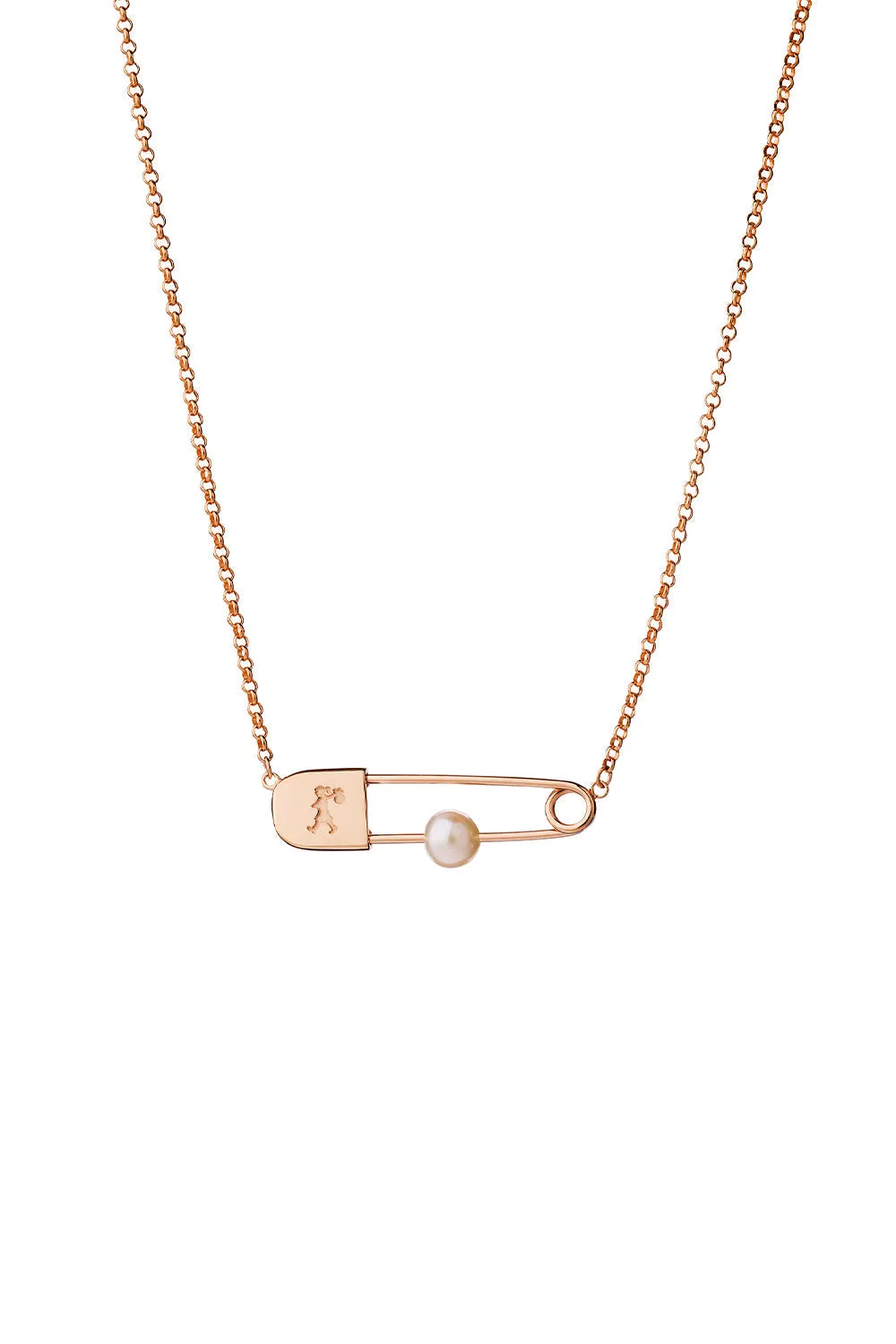 Runaway Safety Pin Necklace Rose Gold sold by Karen Walker