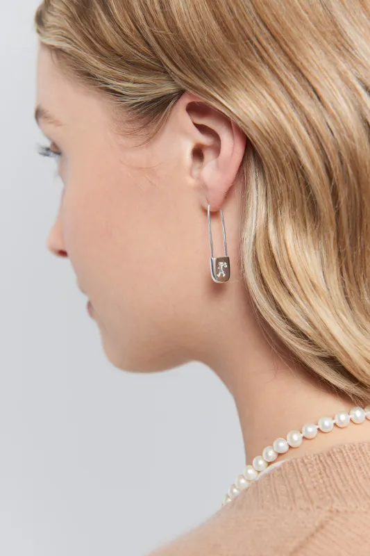 Runaway Safety Pin Earrings Silver sold by Karen Walker