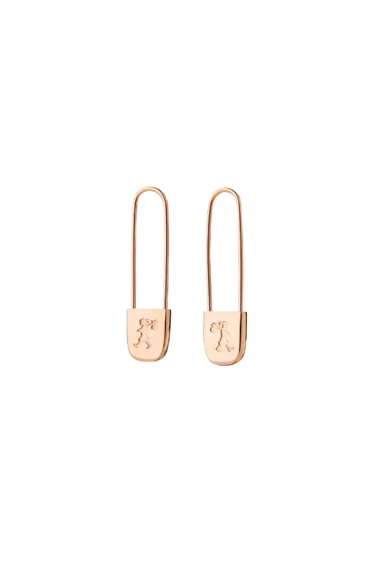 Runaway Safety Pin Earrings Rose Gold sold by Karen Walker