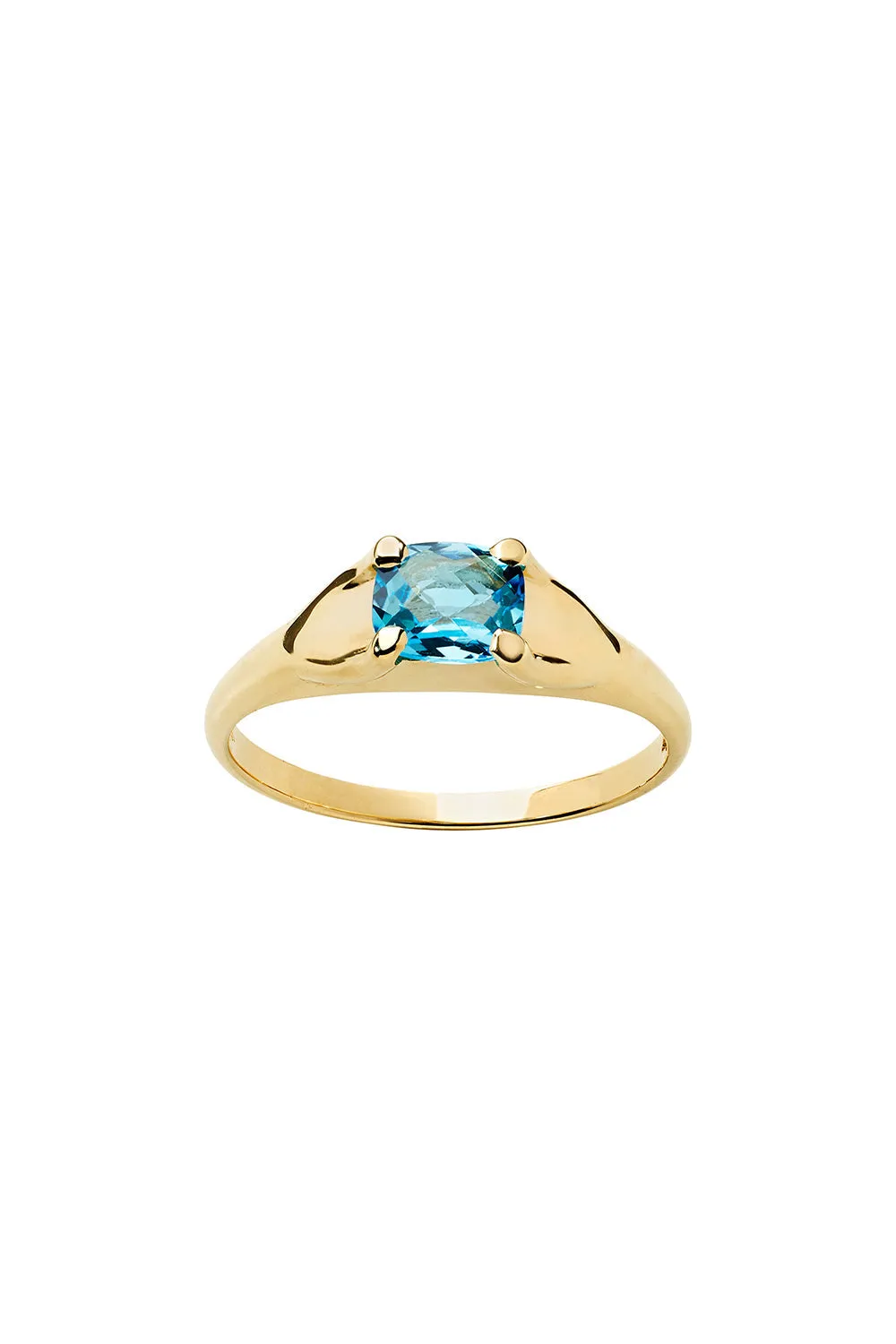 Mini Chequerboard Ring 6x5mm Gold & Blue Topaz sold by Karen Walker