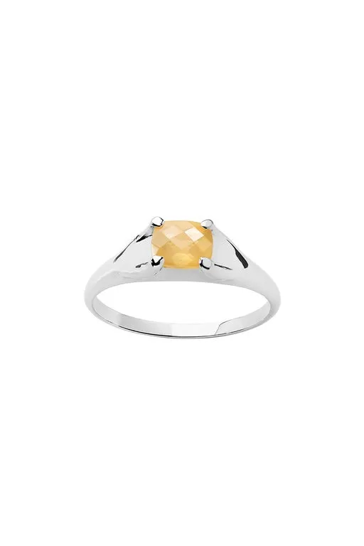 Mini Chequerboard Ring 6x5mm Silver & Peach Moonstone sold by Karen Walker