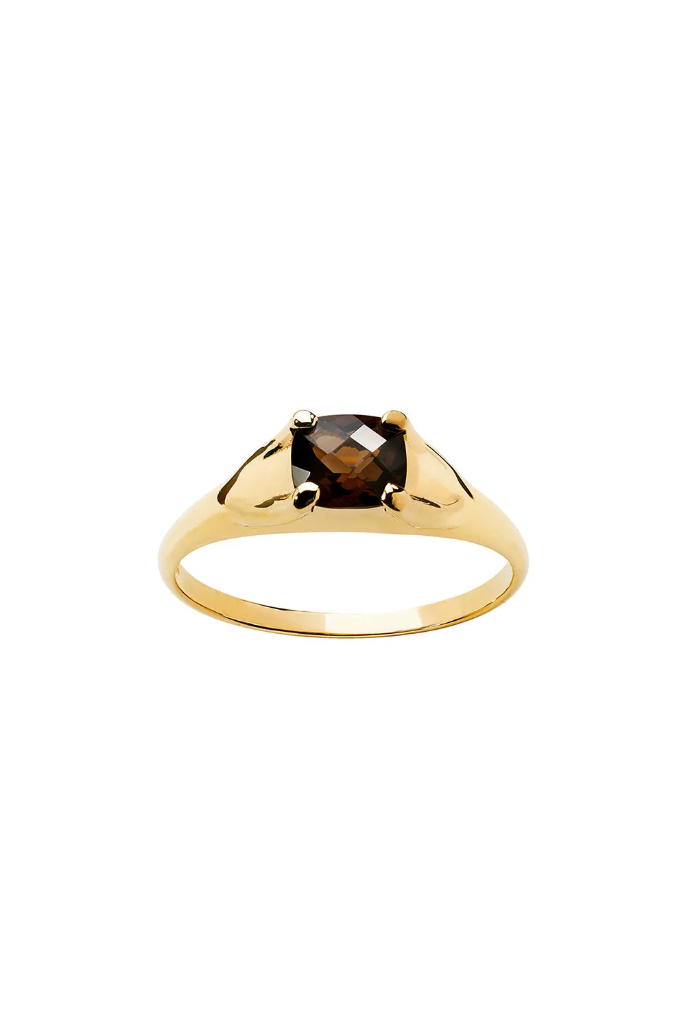 Mini Chequerboard Ring 6x5mm Gold & Smoky Quartz sold by Karen Walker
