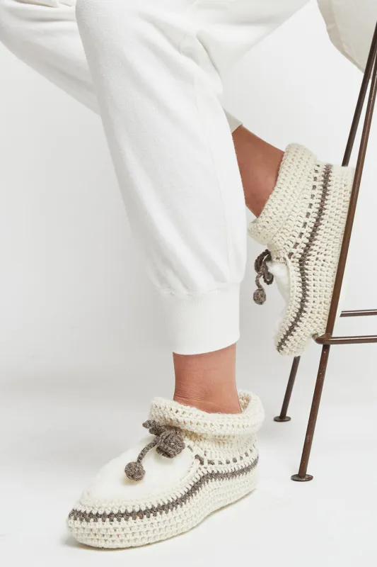 Crochet Slipper Cream sold by Karen Walker