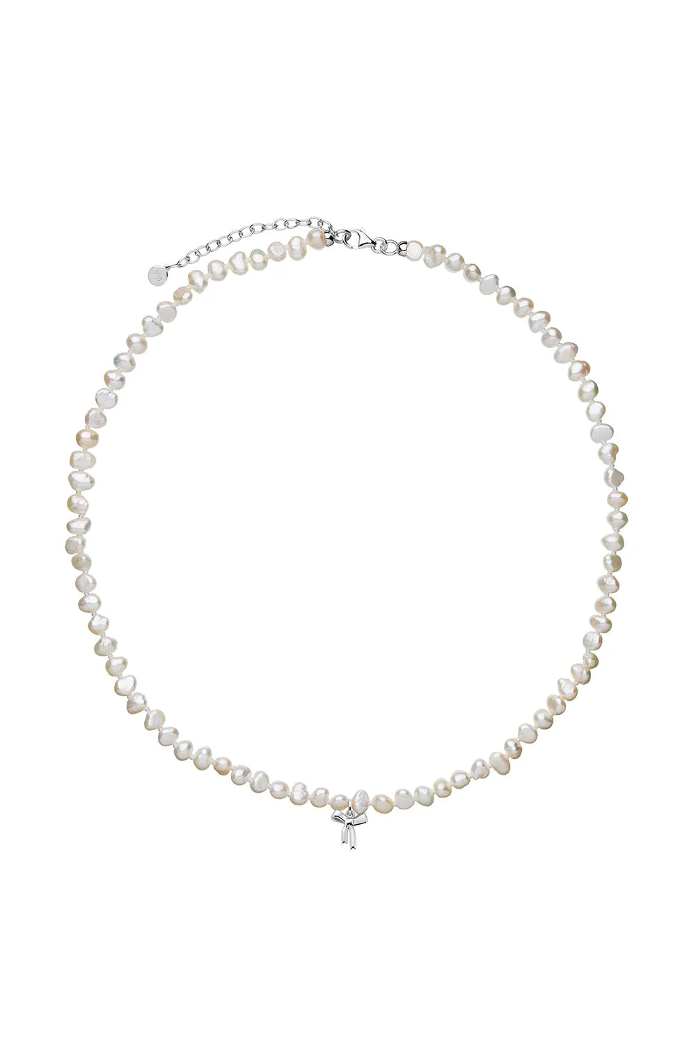 Petite Bow with Pearls Necklace Silver sold by Karen Walker