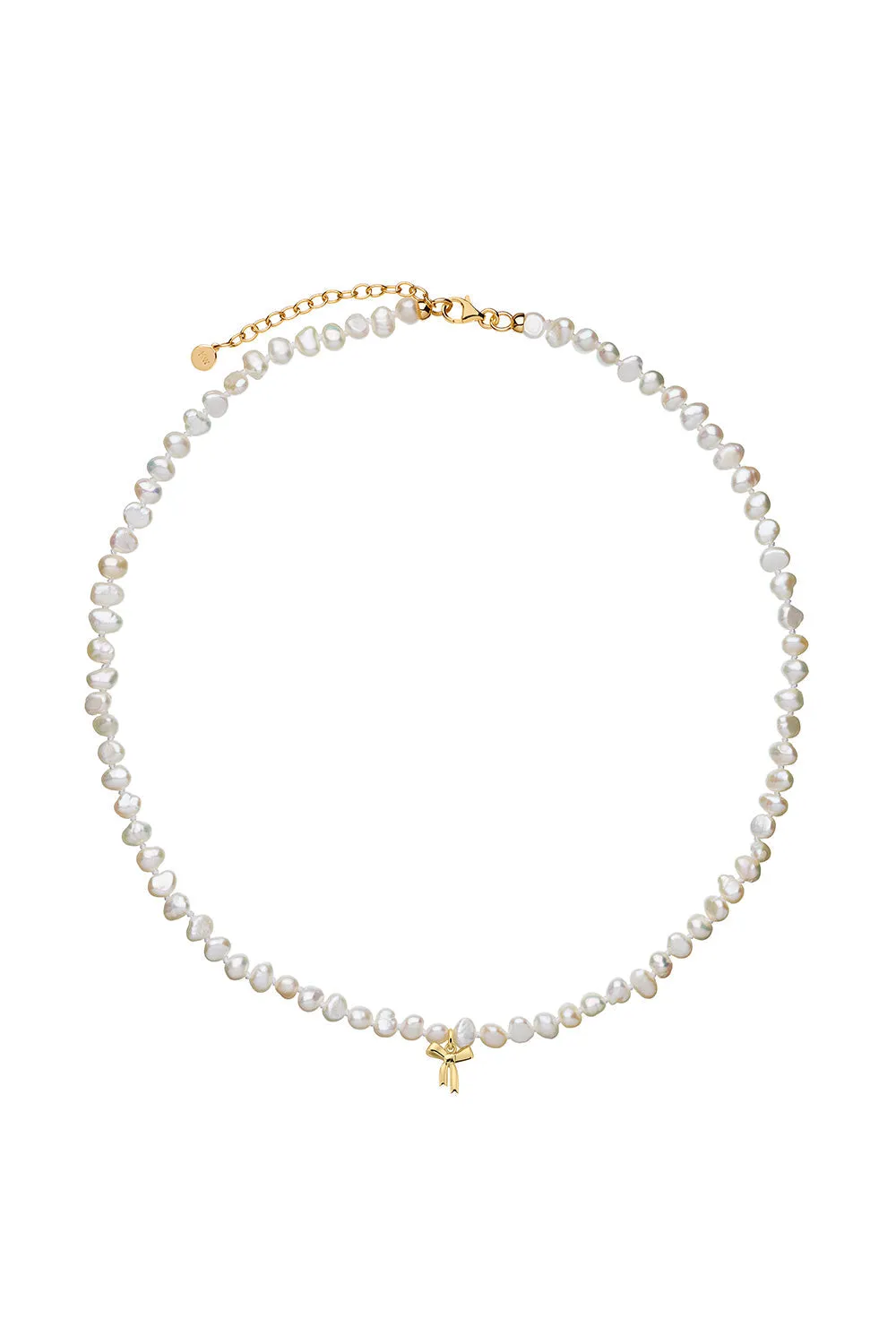 Petite Bow with Pearls Necklace Gold sold by Karen Walker