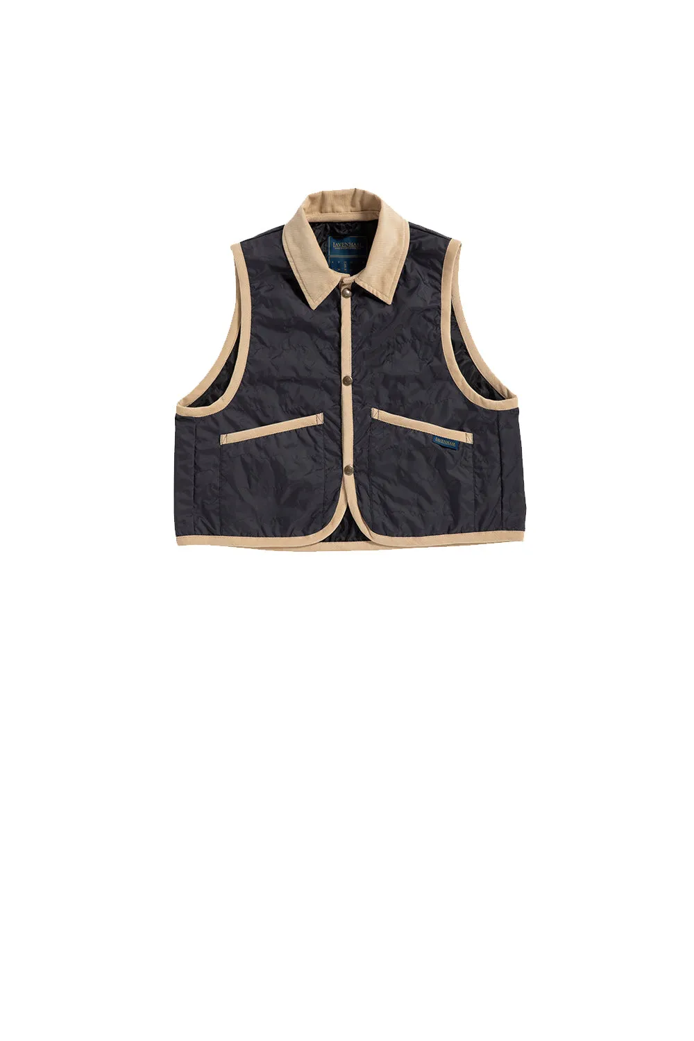 Lightweight Cropped Raydon Gilet Suffolk Navy sold by Karen Walker