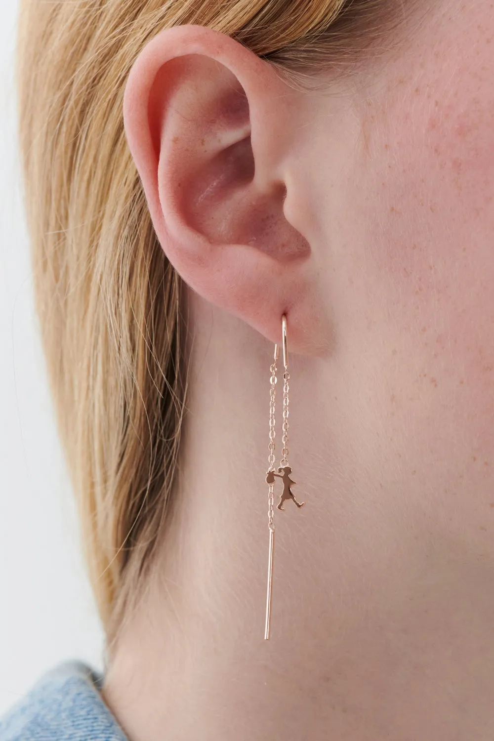 Runaway Girl Thread Earrings Rose Gold sold by Karen Walker product image thumbnail 2